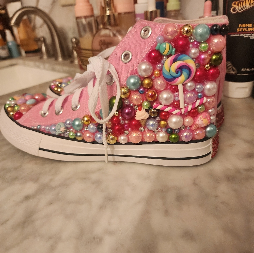Converse Multicolor Beaded High-Tops with Candy Design